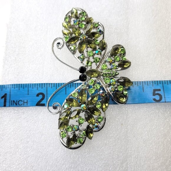 Large Green Butterfly Brooch Pin - Picture 2 of 12